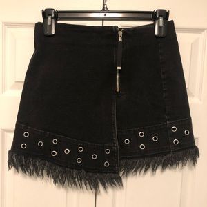 Black Denim Wrap Skirt
